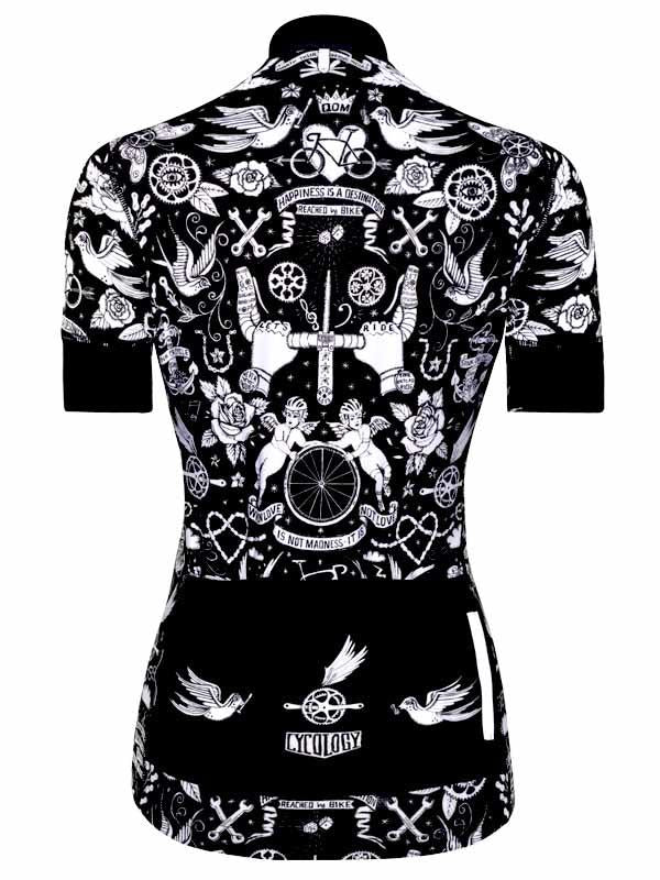 Velo Tattoo Womens Black Cycling Jersey | Cycology サイコロジー