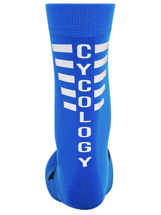 CYCOLOGY BLUE REFLECTIVE LOGO CYCLING SOCKS