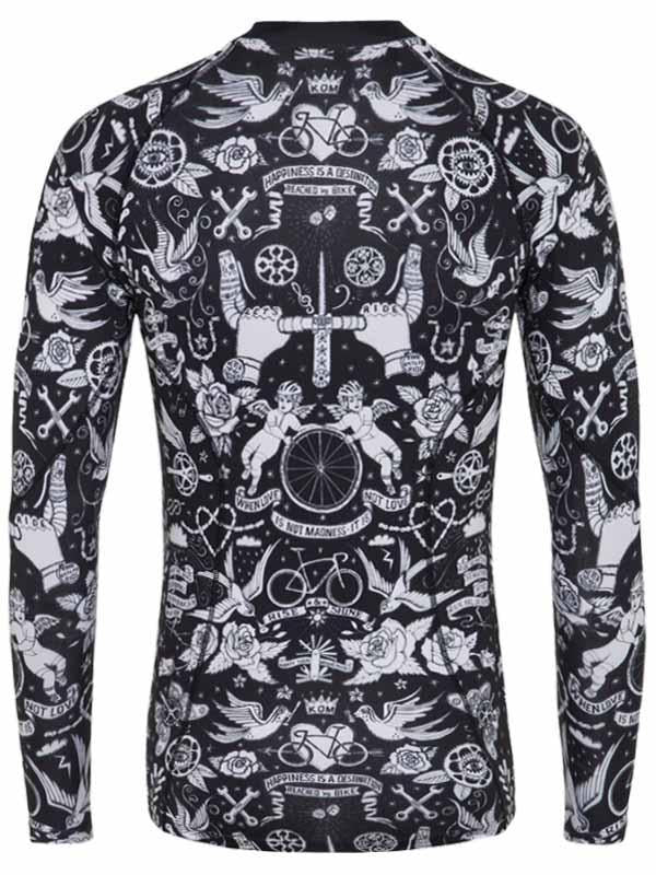 Velo Tattoo Mens Black Long Sleeve Cycling Base Layer | Cycology