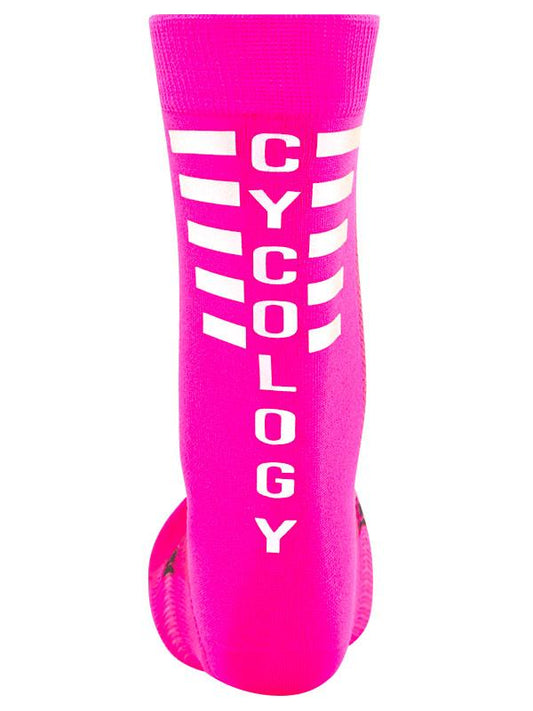 CYCOLOGY PINK REFLECTIVE LOGO CYCLING SOCKS