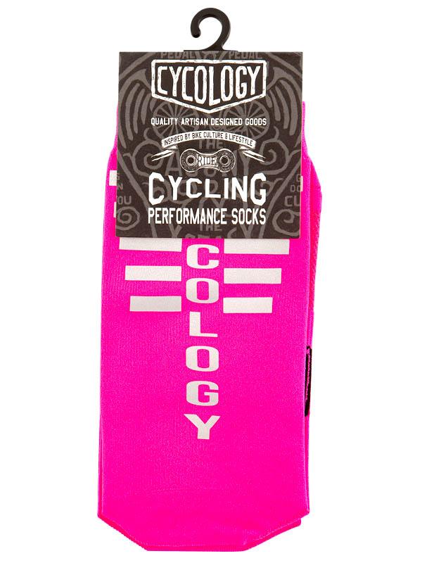 CYCOLOGY PINK REFLECTIVE LOGO CYCLING SOCKS