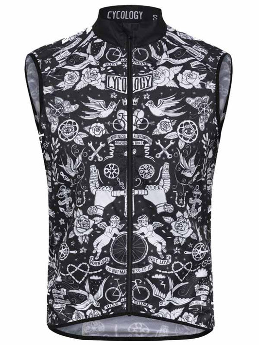 Velo Tattoo Mens Black Lightweight Cycling Gilet | Cycology AUS