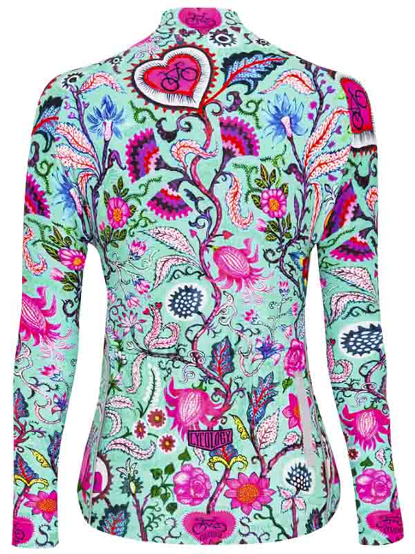 Secret Garden (Aqua) Women's Long Sleeve Jersey