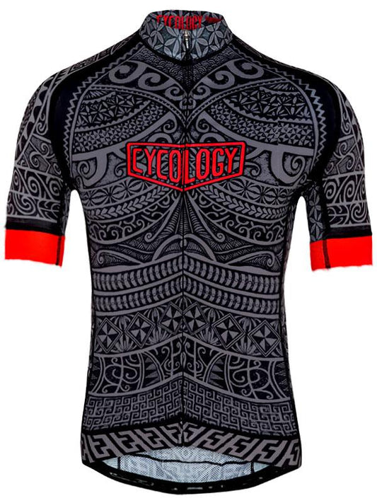 Tribal Tattoo Mens Black Cycling Jersey 