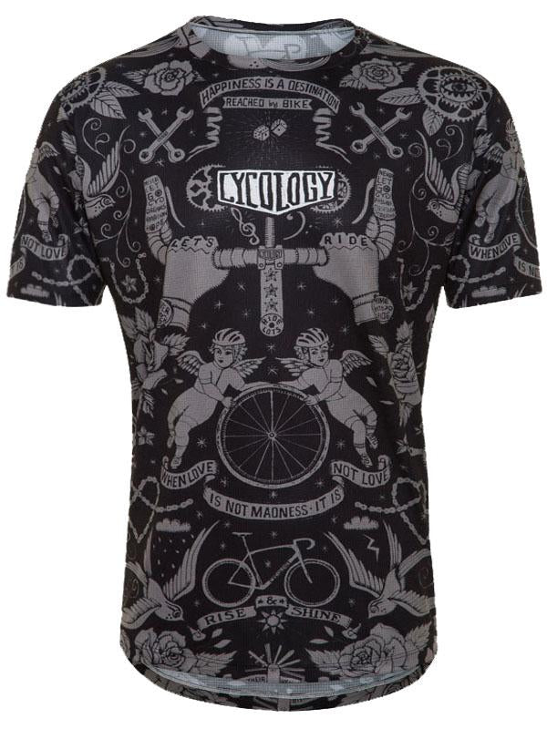 Velo Tattoo Mens Black Technical T shirt | Cycology Clothing