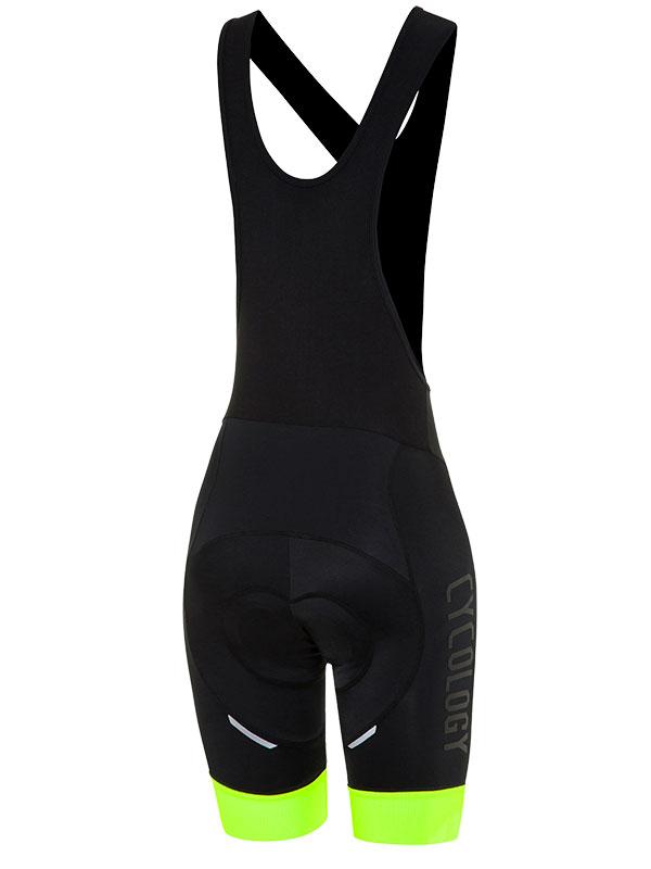 Cycology Womens Logo Black Lime Bib Shorts | Cycology Clothing